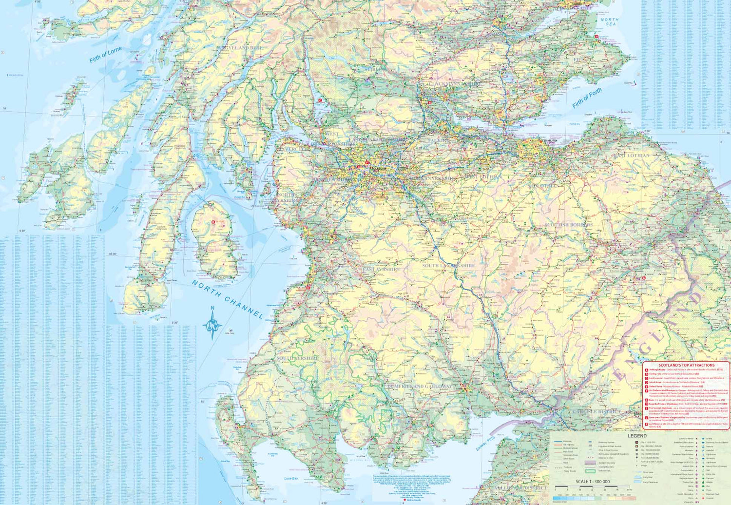 Carte de voyage - Ecosse Centre et Sud | ITM carte routière ITM