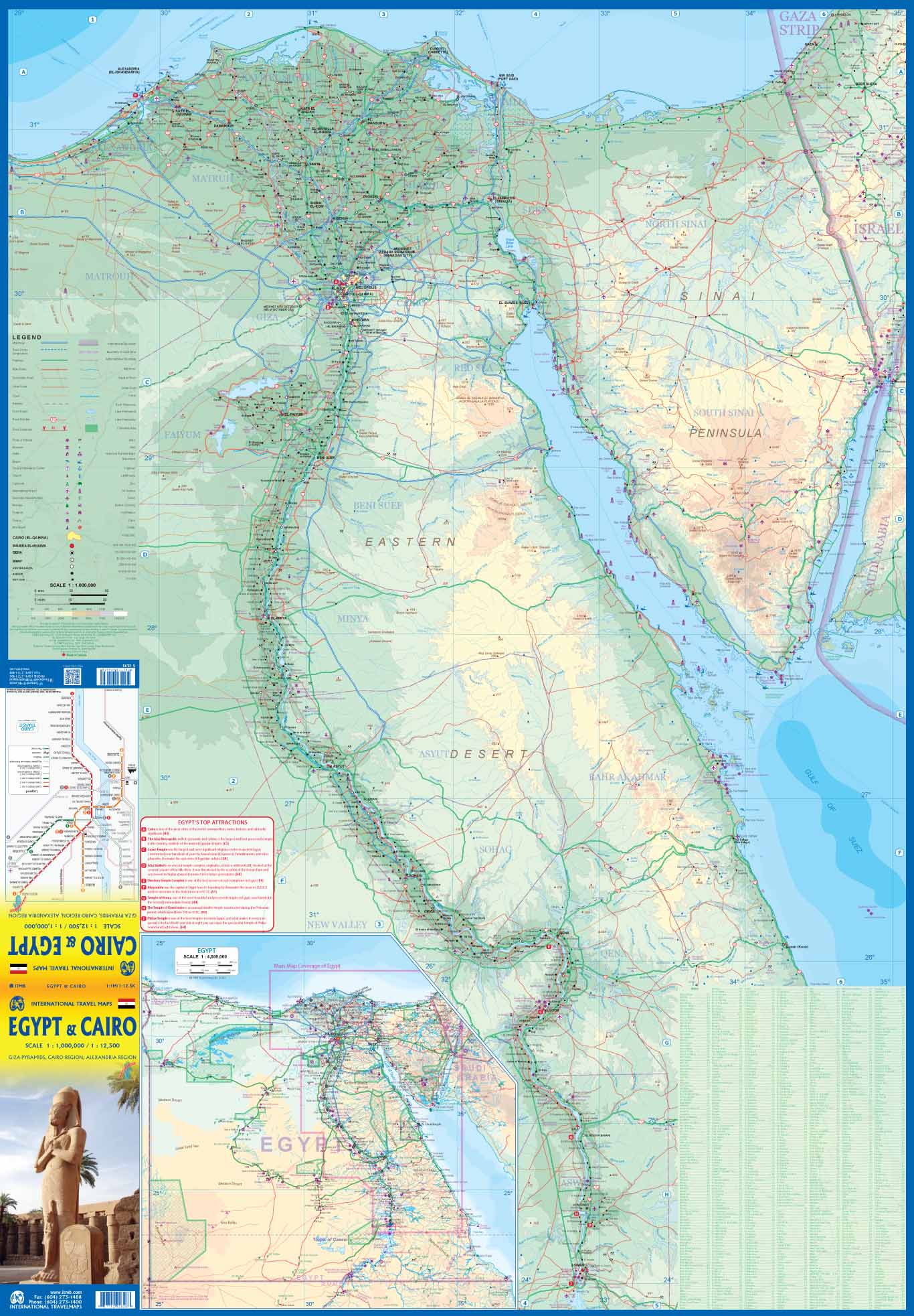 Carte de voyage - Égypte & Plan du Caire | ITM carte routière ITM