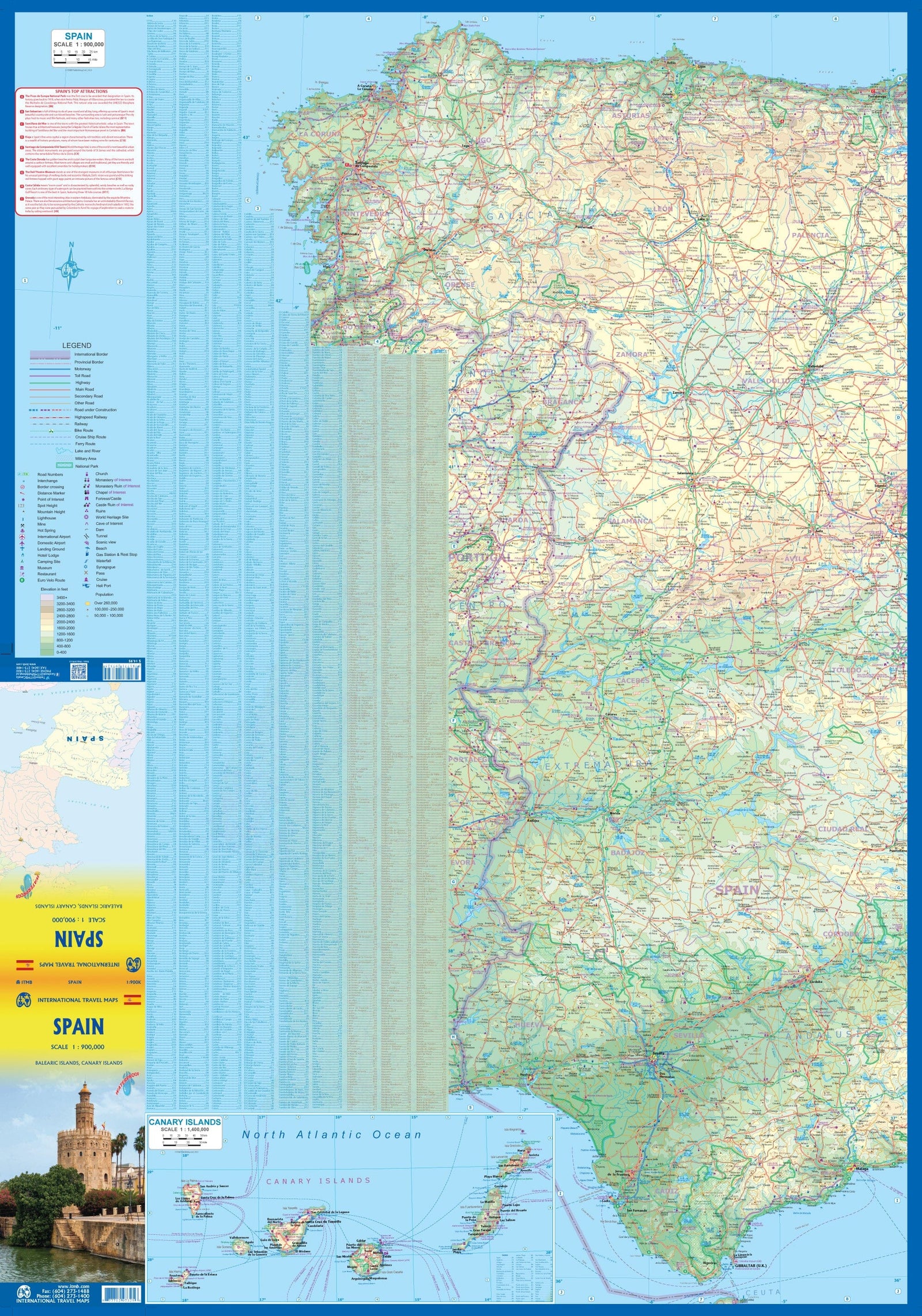 Carte de voyage - Espagne | ITM carte routière ITM