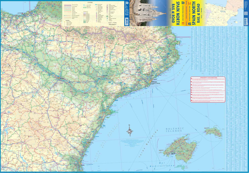 Carte de voyage - Espagne Nord (routes & chemins de fer) | ITM carte pliée ITM 
