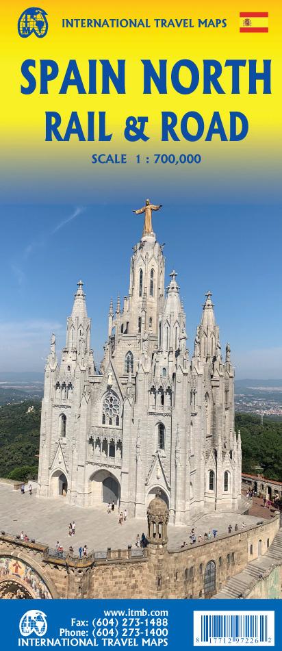 Carte de voyage - Espagne Nord (routes & chemins de fer) | ITM carte routière ITM