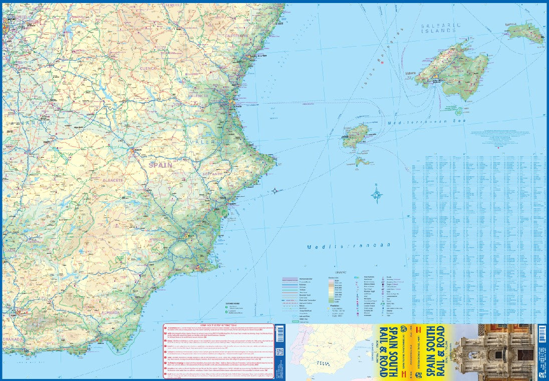 Carte de voyage - Espagne Sud (routes & chemins de fer) | ITM carte routière ITM