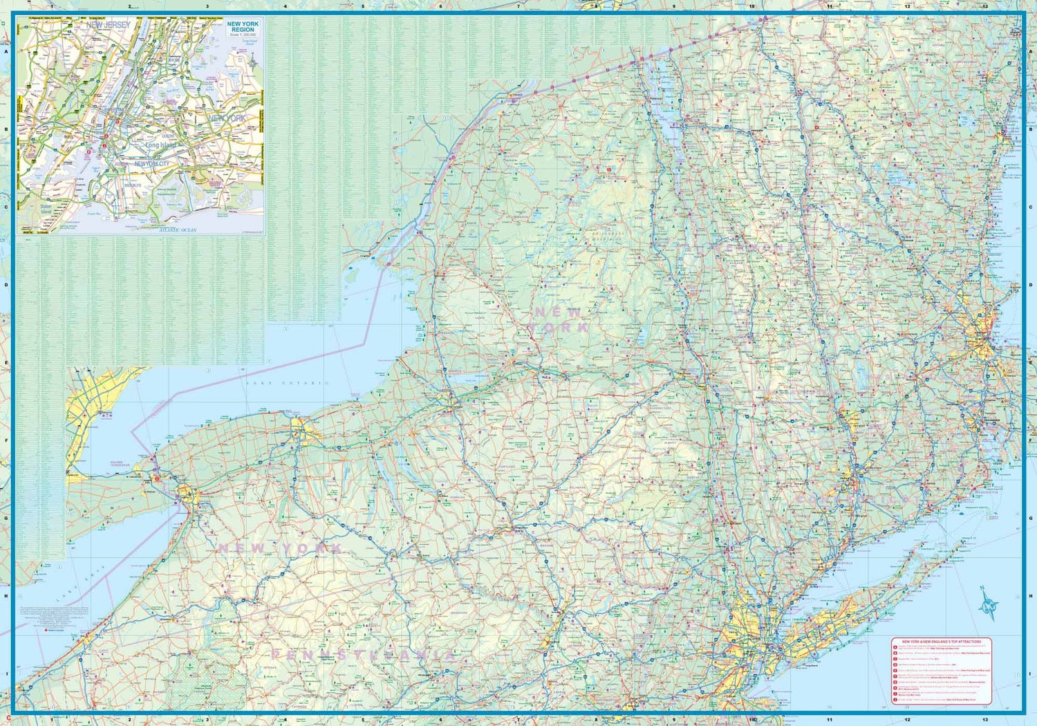 Carte de voyage - État de New York & Nouvelle Angleterre | ITM carte routière ITM