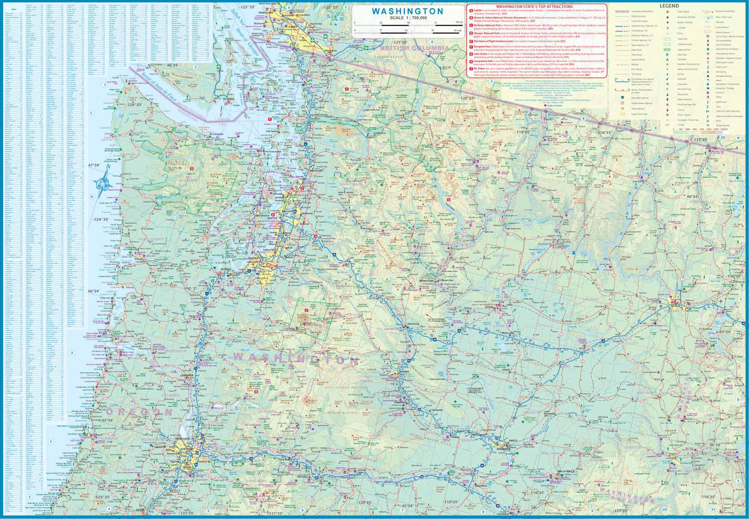 Carte de voyage - État de Washington & plan de Seattle | ITM carte routière ITM