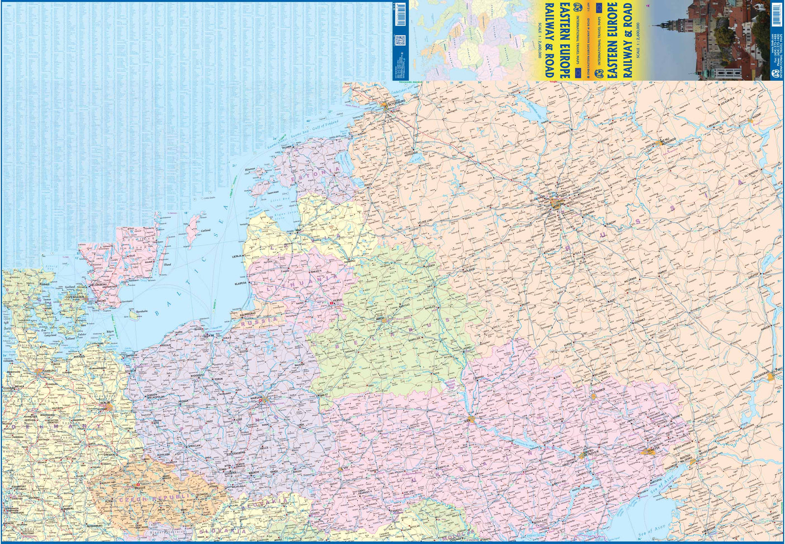 Carte de voyage - Europe de l'est : Routes et chemins de fer | ITM carte routière ITM