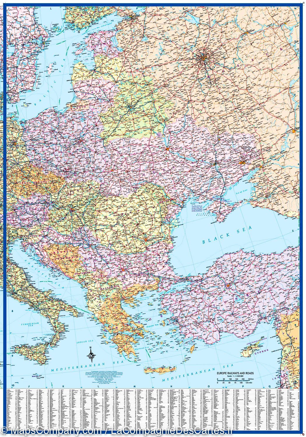 Carte de voyage - Europe : Routes et chemins de fer | ITM carte pliée ITM 