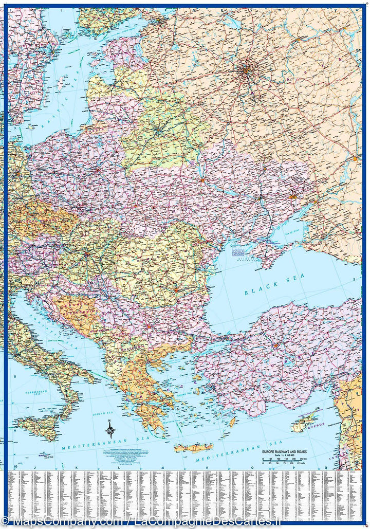 Carte de voyage - Europe : Routes et chemins de fer | ITM carte pliée ITM 
