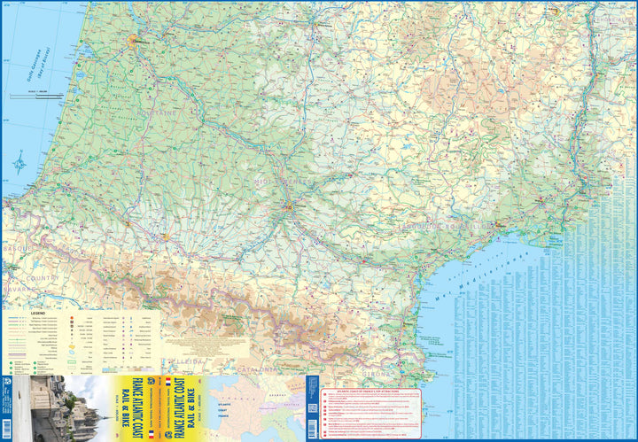 Carte de voyage - France, Côte Atlantique (vélo et chemins de fer) | ITM carte pliée ITM 