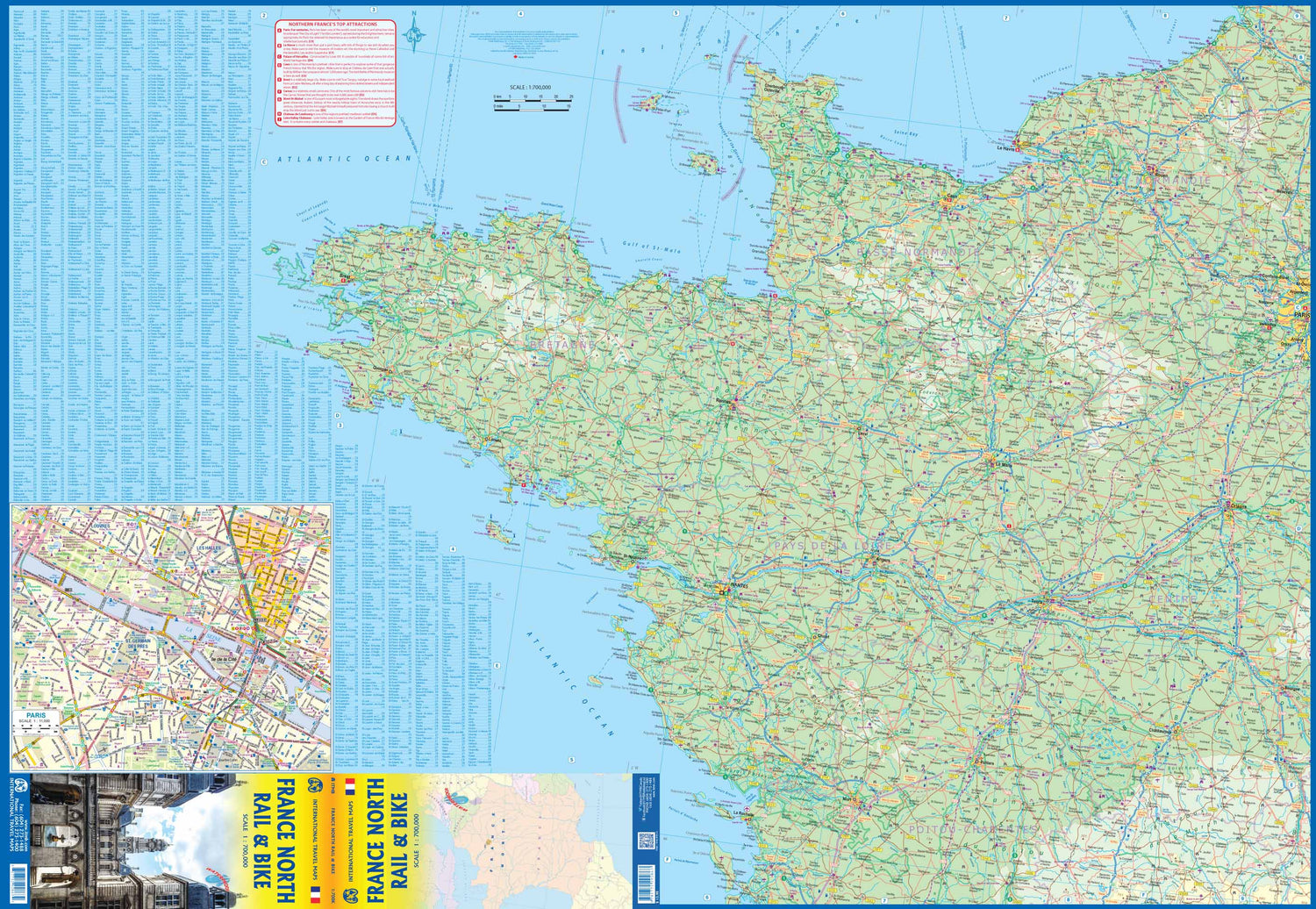 Carte de voyage - France Nord (vélo et chemins de fer) | ITM carte routière ITM