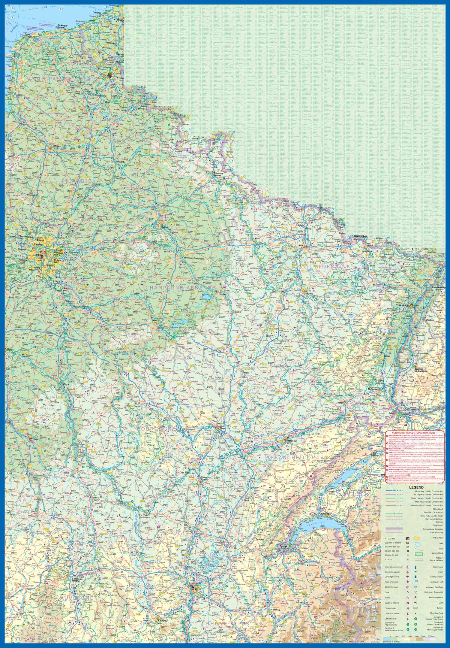 Carte de voyage - France Nord (vélo et chemins de fer) | ITM carte routière ITM
