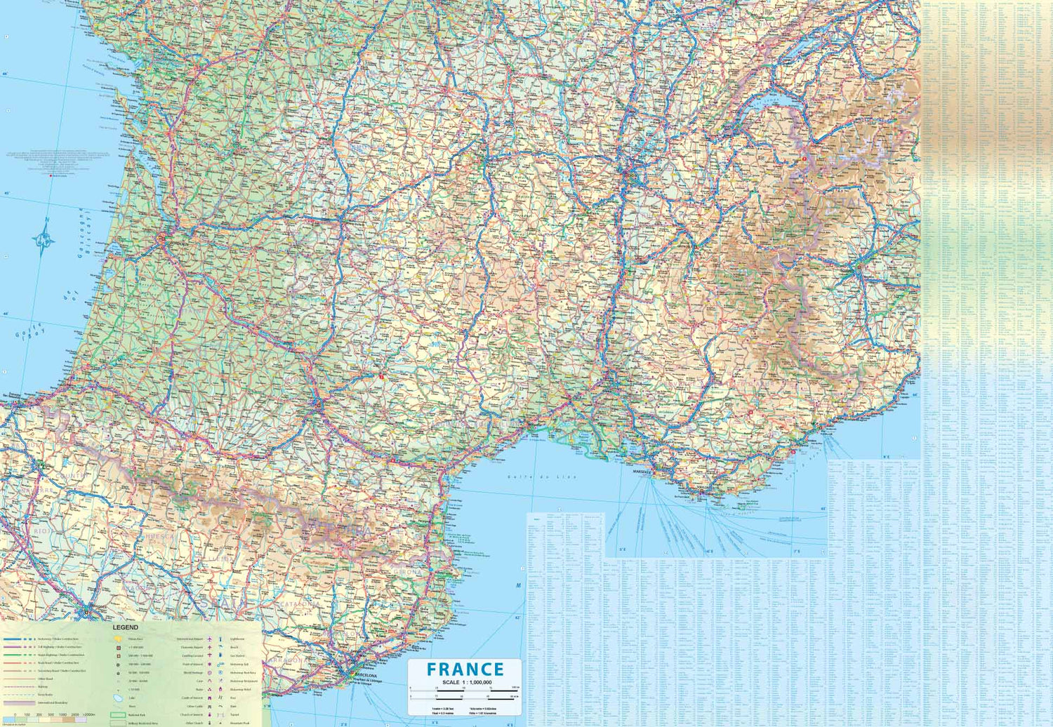 Carte de voyage - France (Routes et chemins de fer) | ITM carte routière ITM