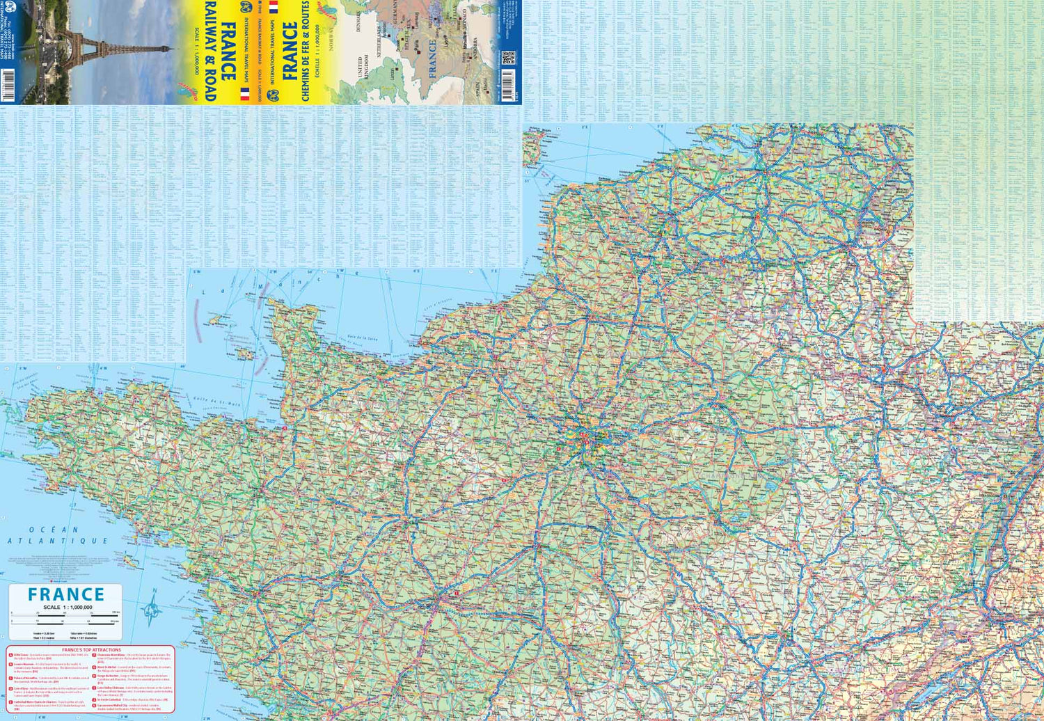 Carte de voyage - France (Routes et chemins de fer) | ITM carte routière ITM