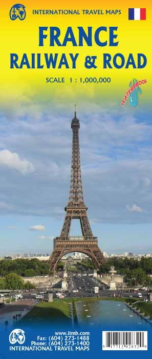 Carte de voyage - France (Routes et chemins de fer) | ITM carte routière ITM
