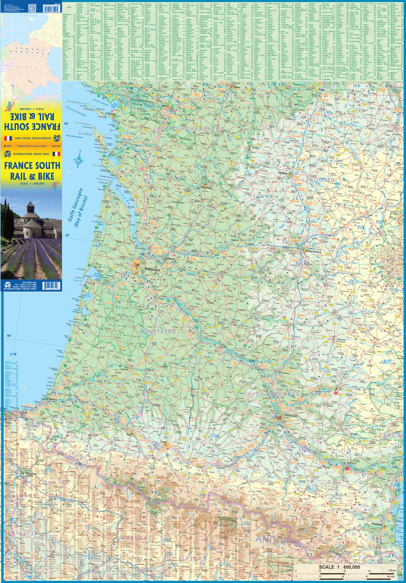 Carte de voyage - France Sud (vélo et chemins de fer) | ITM carte routière ITM