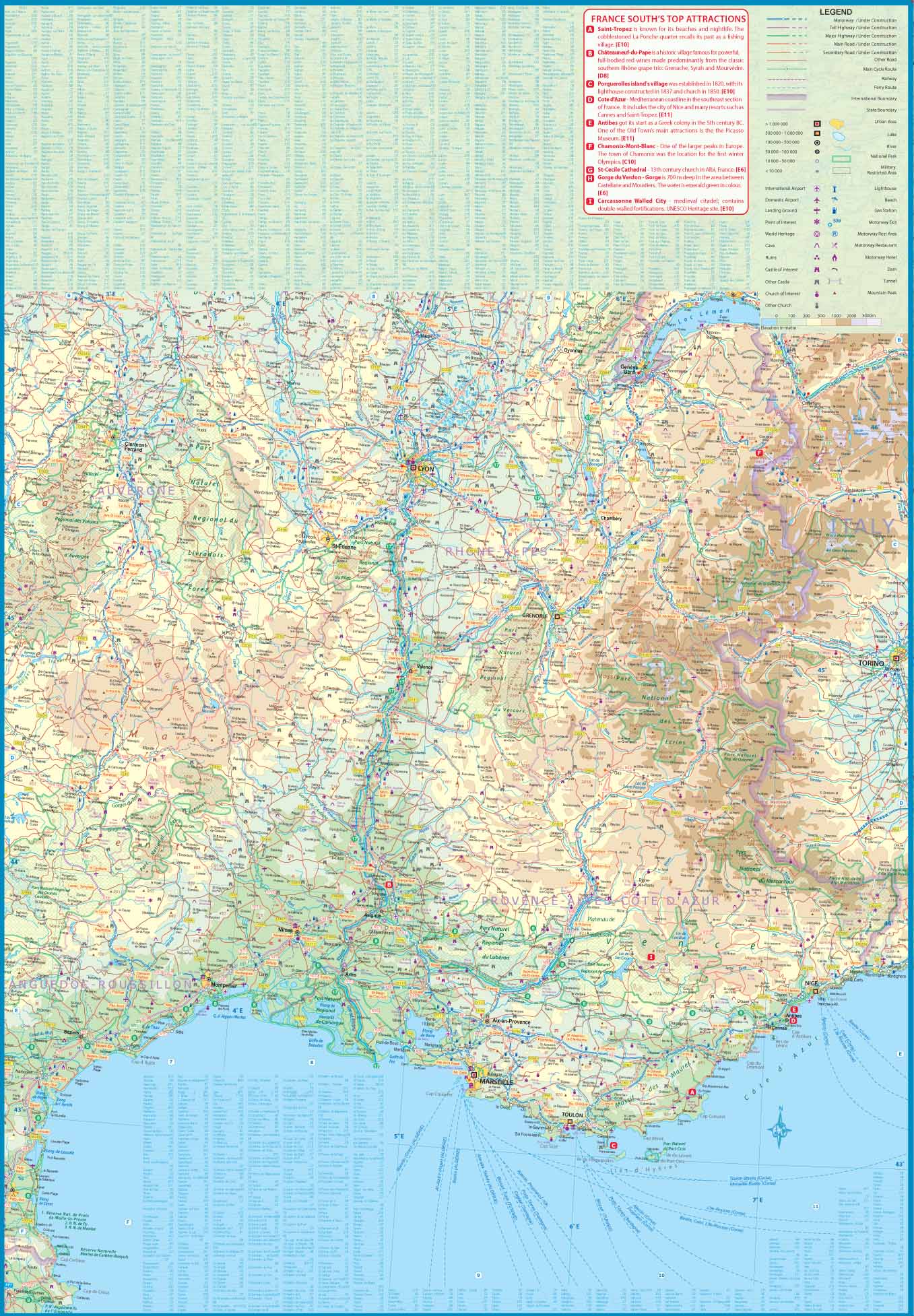Carte de voyage - France Sud (vélo et chemins de fer) | ITM carte routière ITM