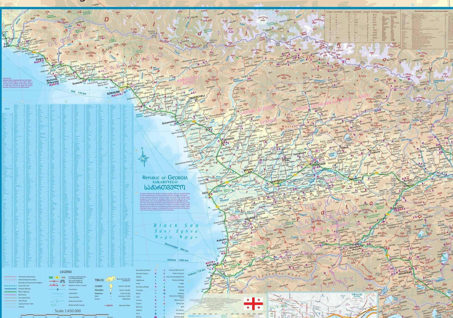 Carte de voyage - Géorgie & Arménie | ITM carte routière ITM