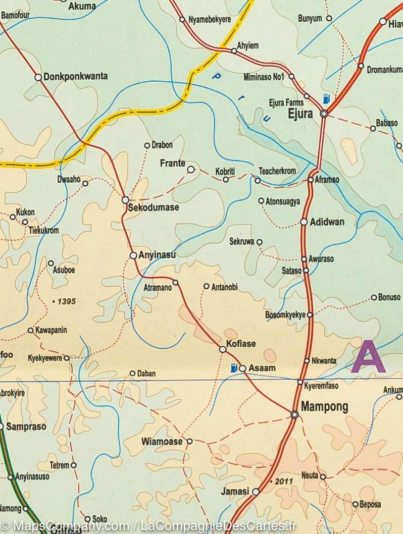 Carte de voyage - Ghana | ITM carte routière ITM