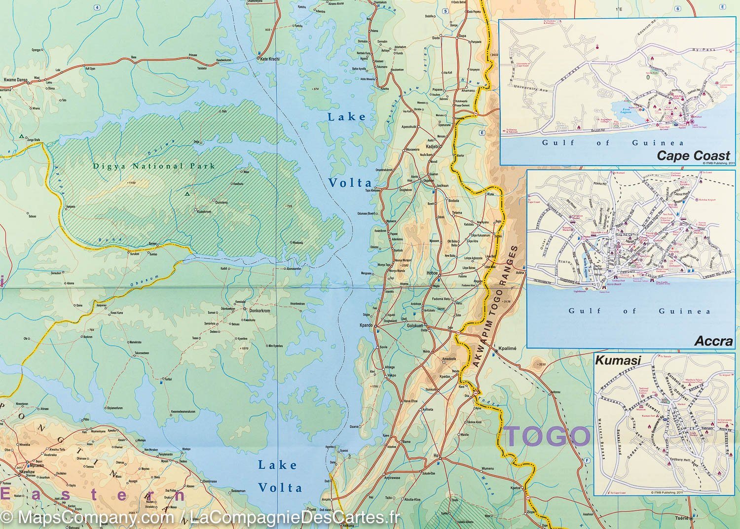 Carte de voyage - Ghana | ITM carte routière ITM