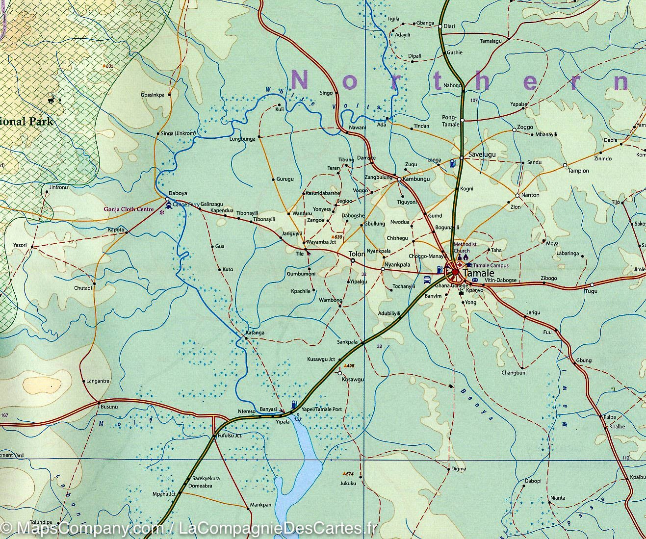 Carte de voyage - Ghana | ITM carte routière ITM
