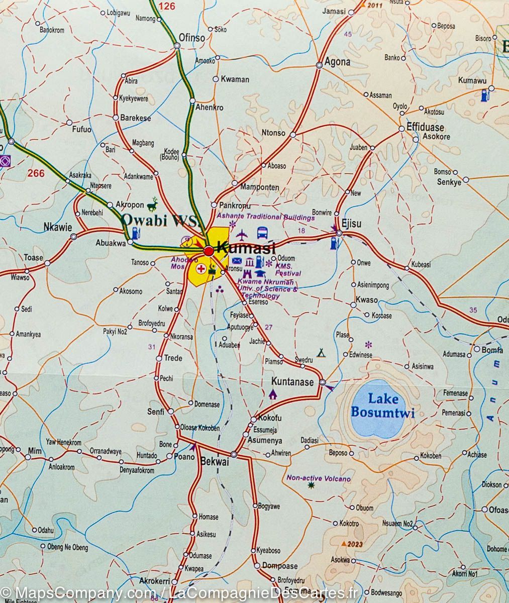 Carte de voyage - Ghana Sud & Plan d'Accra | ITM carte routière ITM