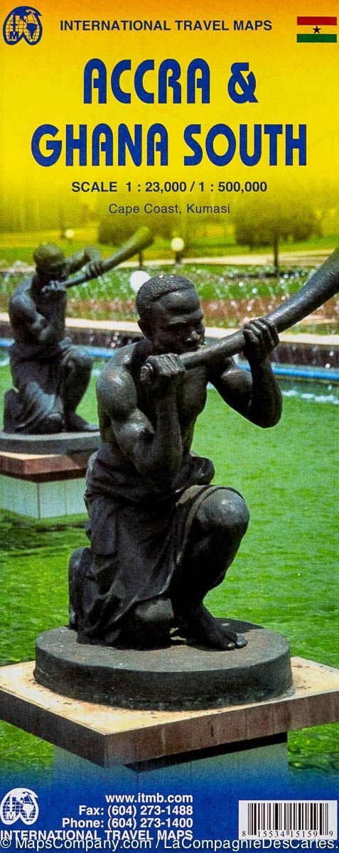 Carte de voyage - Ghana Sud & Plan d'Accra | ITM carte routière ITM