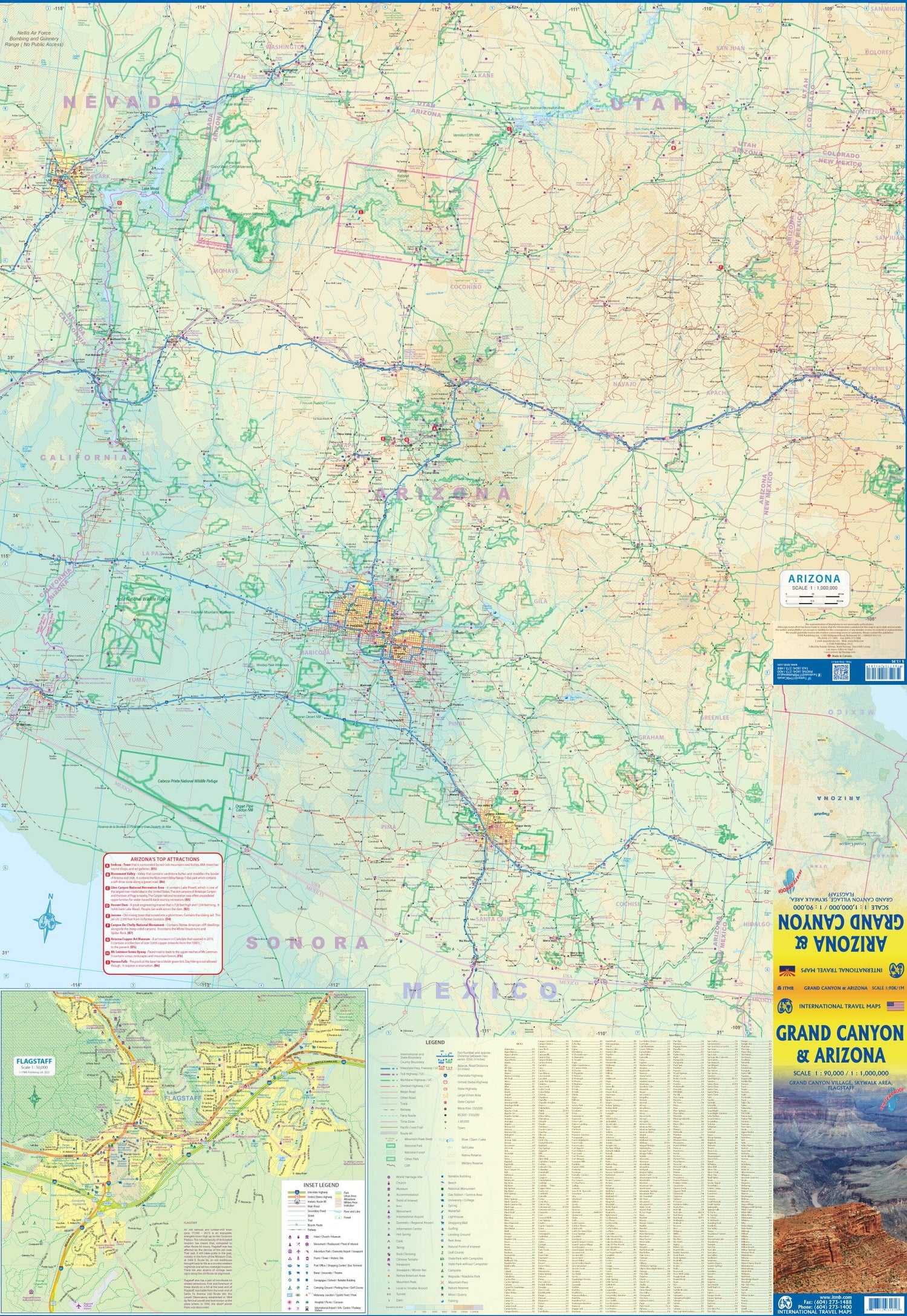Carte de voyage - Grand Canyon & Arizona | ITM carte routière ITM