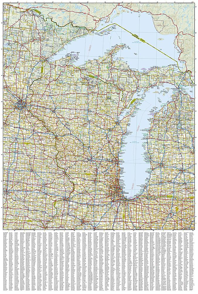 Carte de voyage - Grands Lacs (USA) | National Geographic - La Compagnie des Cartes