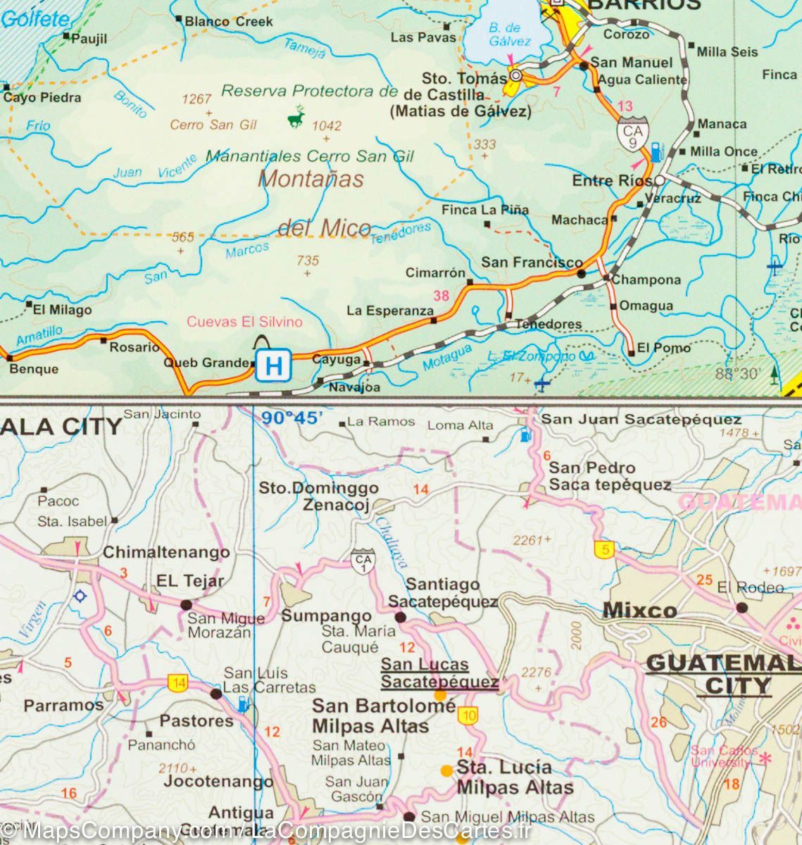 Carte de voyage - Guatemala | ITM carte routière ITM