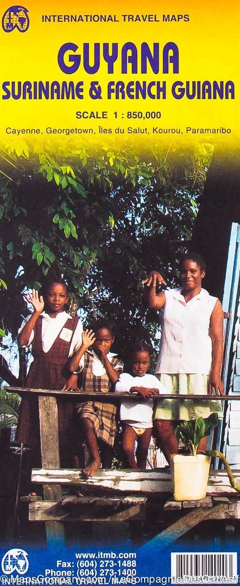 Carte de voyage - Guyana, Suriname & Guyane Française | ITM carte routière ITM