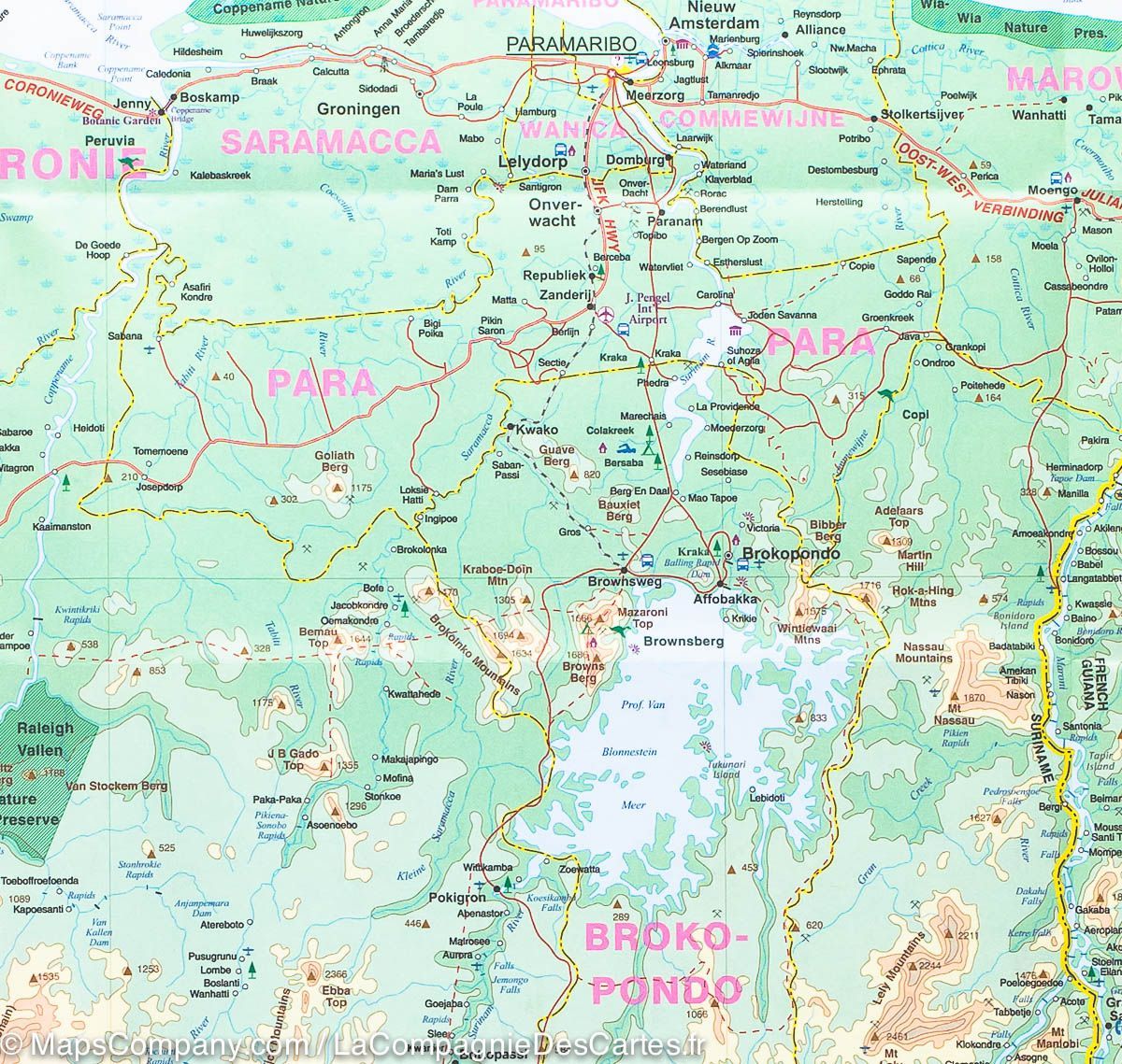 Carte de voyage - Guyana, Suriname & Guyane Française | ITM carte routière ITM