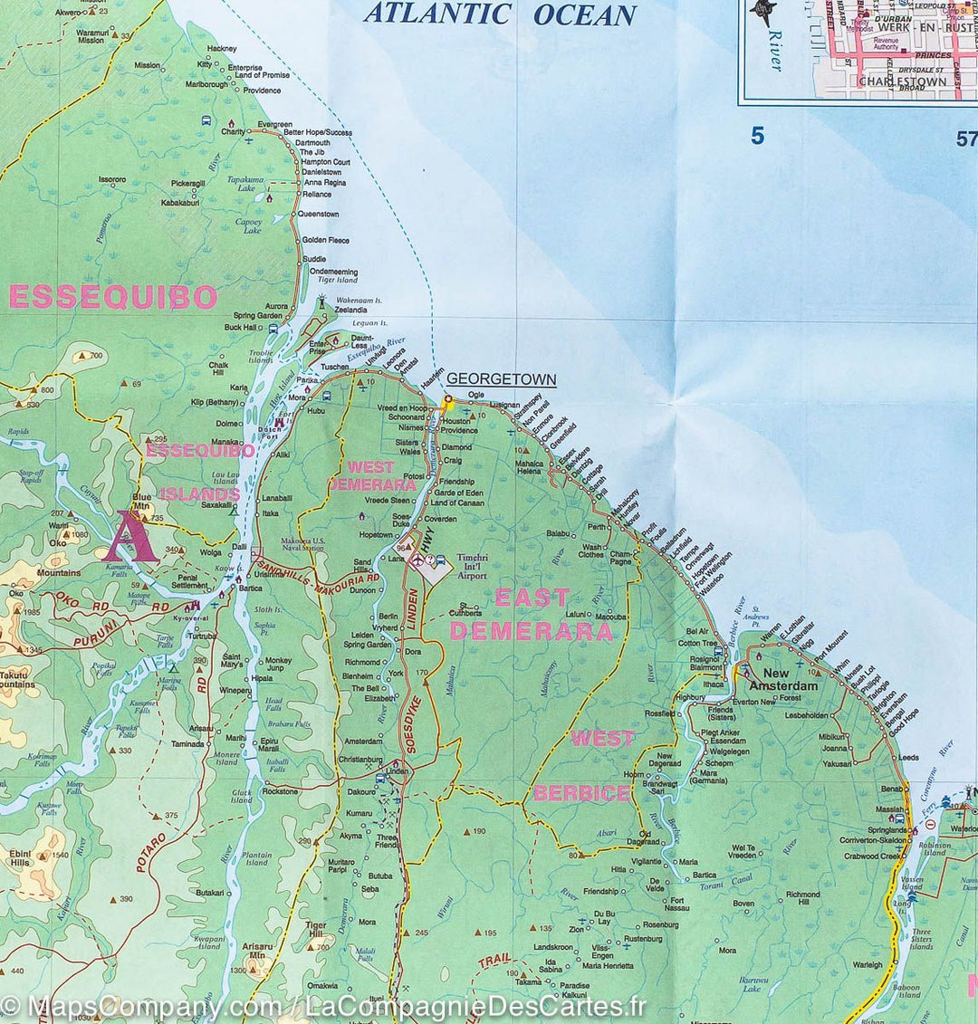 Carte du Guyana, Suriname et Guyane Française | ITM - La Compagnie des Cartes