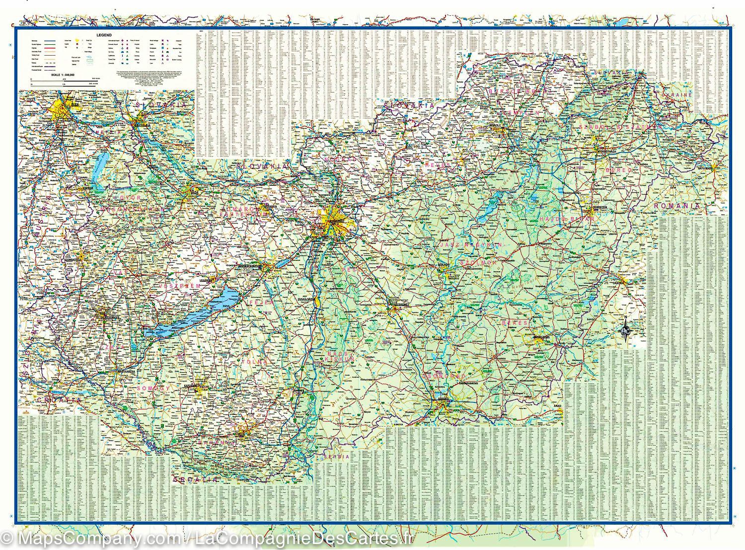 Carte de voyage - Hongrie & Plan de Budapest | ITM carte routière ITM
