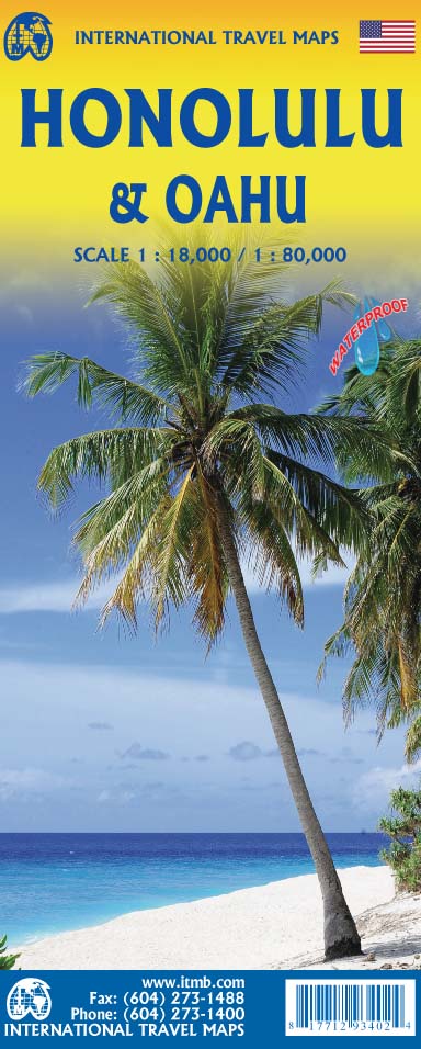 Carte de voyage - Honolulu (Waikiki à Pearl Harbour) & Oahu | ITM carte routière ITM