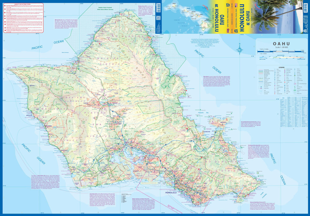 Carte de voyage - Honolulu (Waikiki à Pearl Harbour) & Oahu | ITM carte pliée ITM 