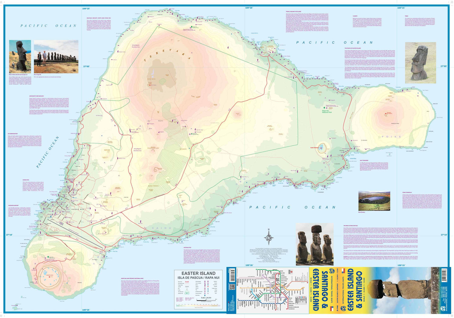 Carte de voyage - Ile de Pâques & Plan de Santiago (Chili) | ITM carte routière ITM