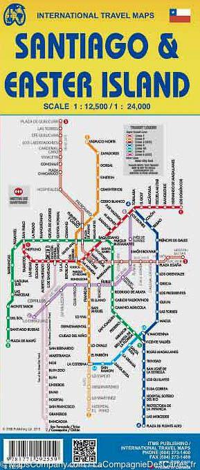Carte de voyage - Ile de Pâques & Plan de Santiago (Chili) | ITM carte routière ITM
