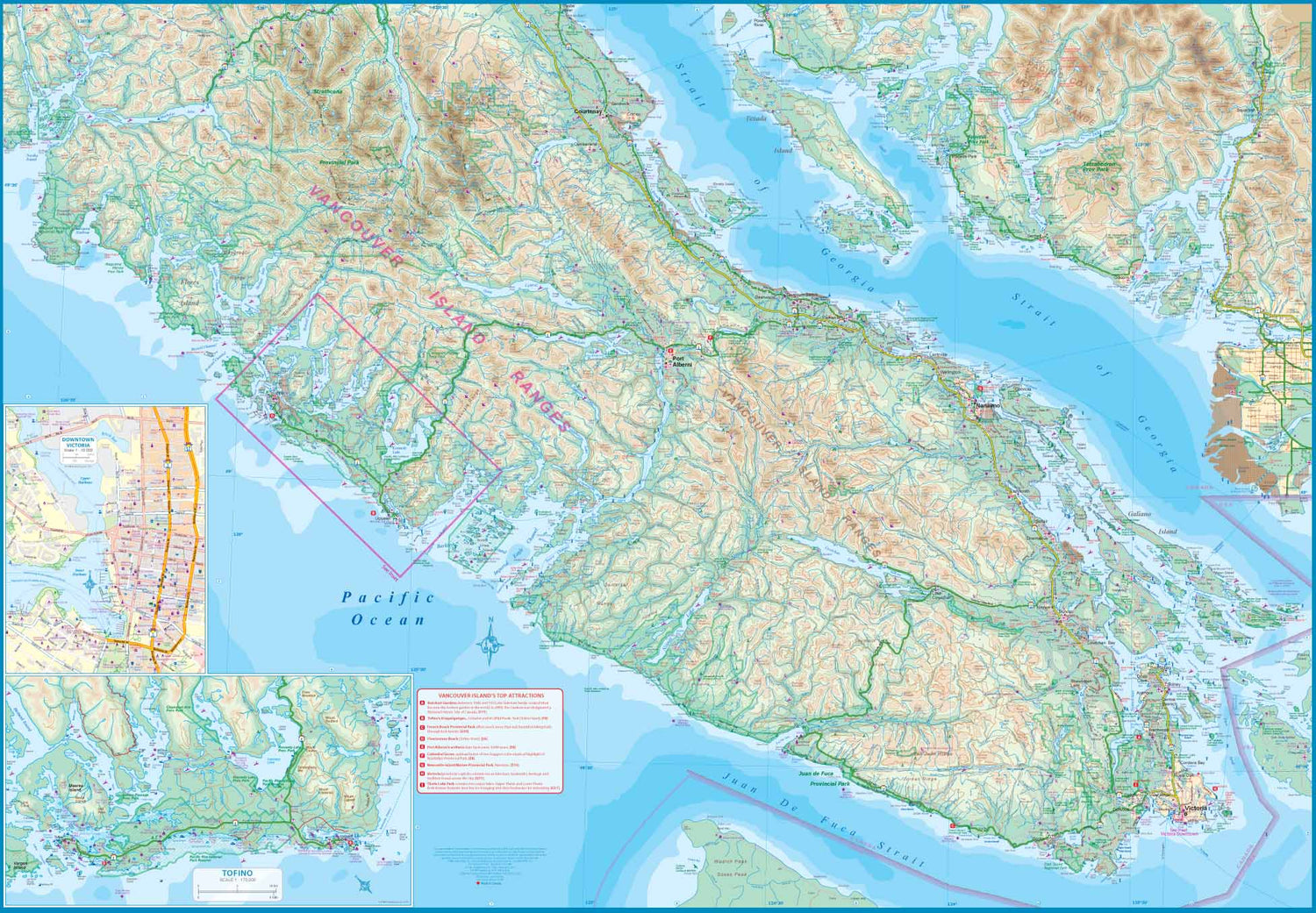 Carte de voyage - île de Vancouver (Colombie Britannique, Canada) | ITM carte routière ITM