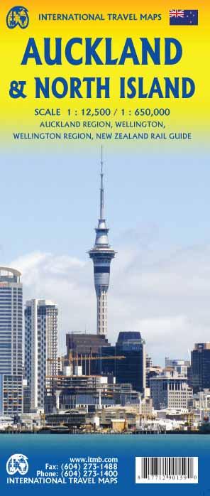 Carte de voyage - Ile du Nord (Nouvelle Zélande) & Plan d'Auckland | ITM carte pliée ITM 
