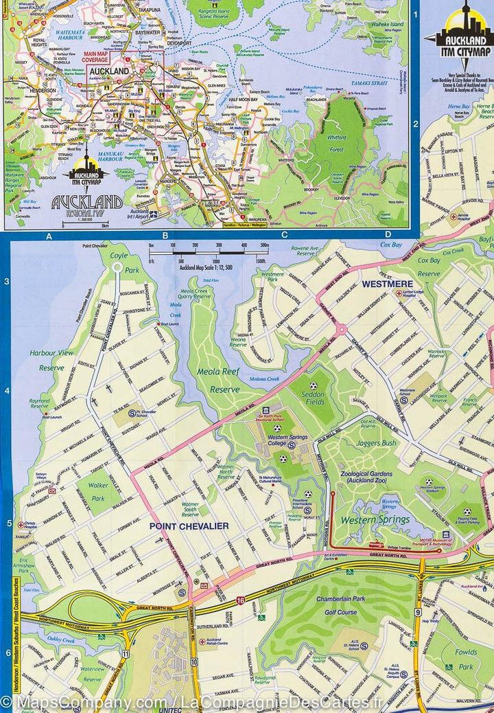 Carte de voyage - Ile du Nord (Nouvelle Zélande) & Plan d'Auckland | ITM carte pliée ITM 