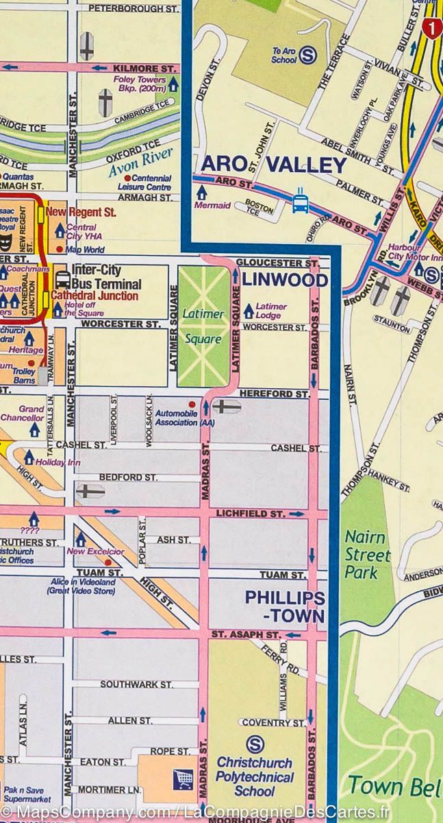 Carte de voyage - Ile du Nord (Nouvelle Zélande) & Plan d'Auckland | ITM carte routière ITM