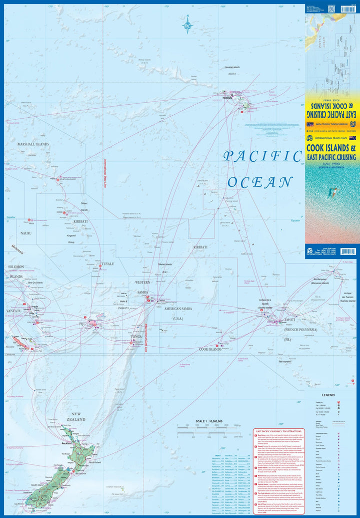 Carte de voyage - Iles Cook & Croisières dans le Pacifique oriental | ITM carte pliée ITM 