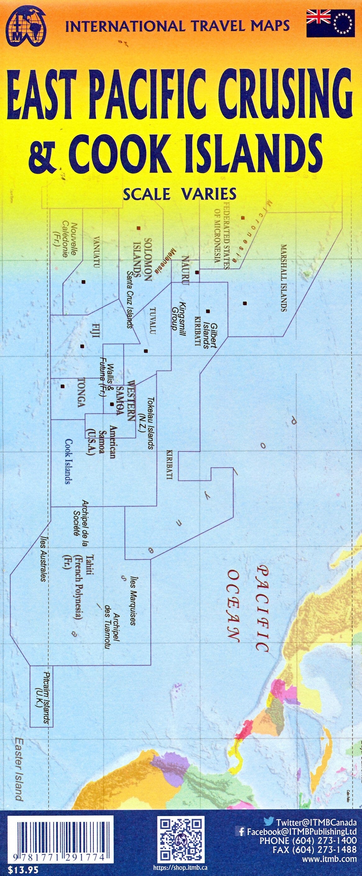 Carte de voyage - Iles Cook & Croisières dans le Pacifique oriental | ITM carte routière ITM