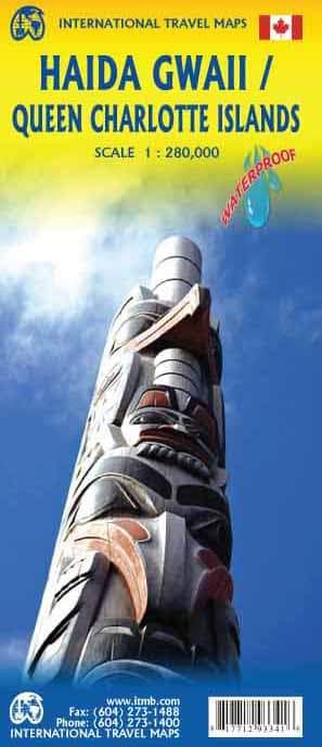 Carte de voyage - îles de la Reine Charlotte (Haida Gwaii) & Côte de la Colombie Britannique | ITM carte routière ITM