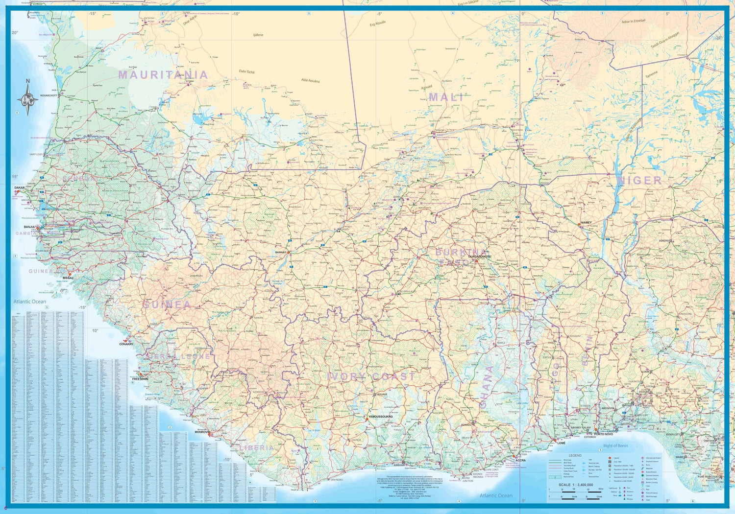 Carte de voyage - Iles du Cap Vert & Afrique de l'Ouest | ITM carte routière ITM