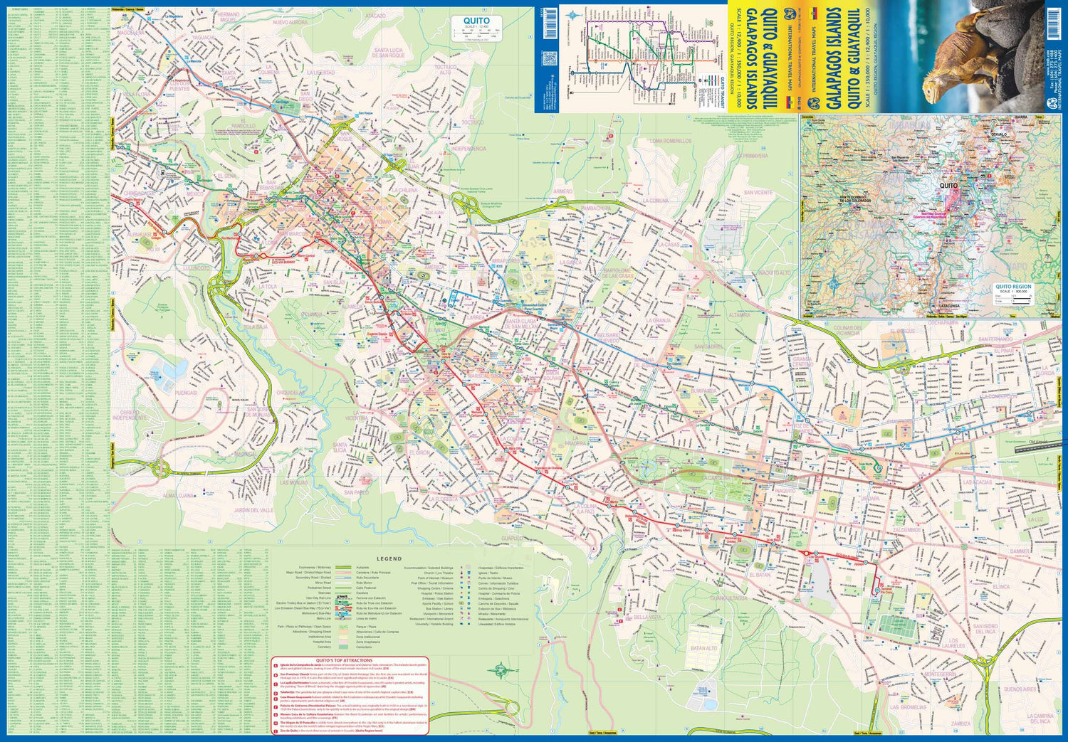 Carte de voyage - Iles Galapagos & Plans de Quito et Guayaquil (Equateur) | ITM carte routière ITM