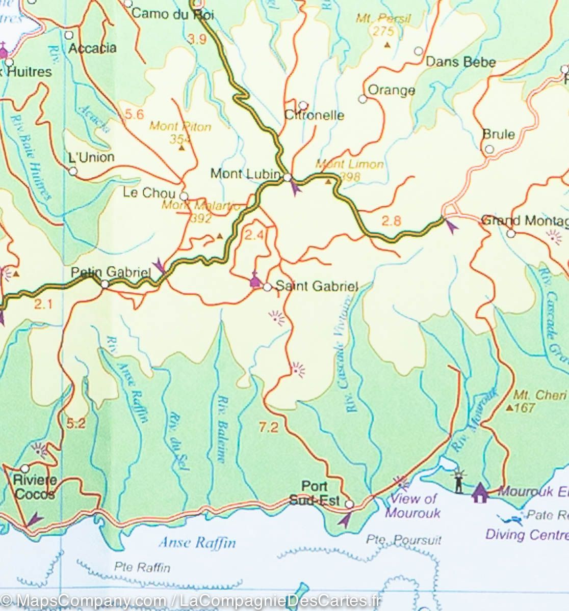 Carte de voyage - îles Maurice & Rodrigues | ITM carte routière ITM