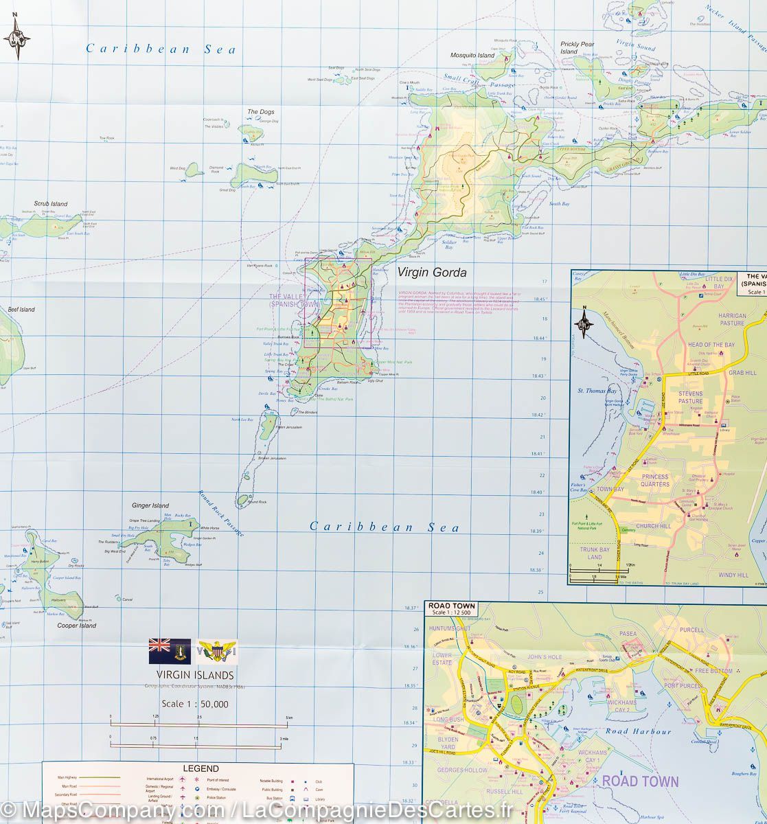 Carte de voyage - îles Vierges | ITM carte routière ITM