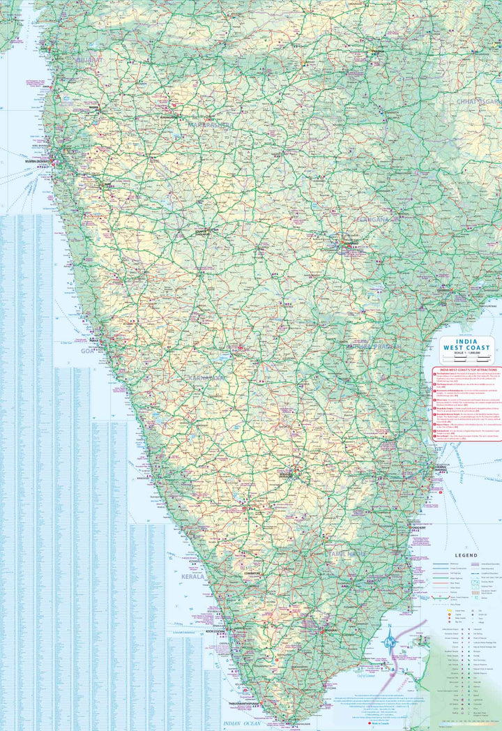 Carte de voyage - Inde : côte ouest & Plan de Bombay | ITM carte pliée ITM 