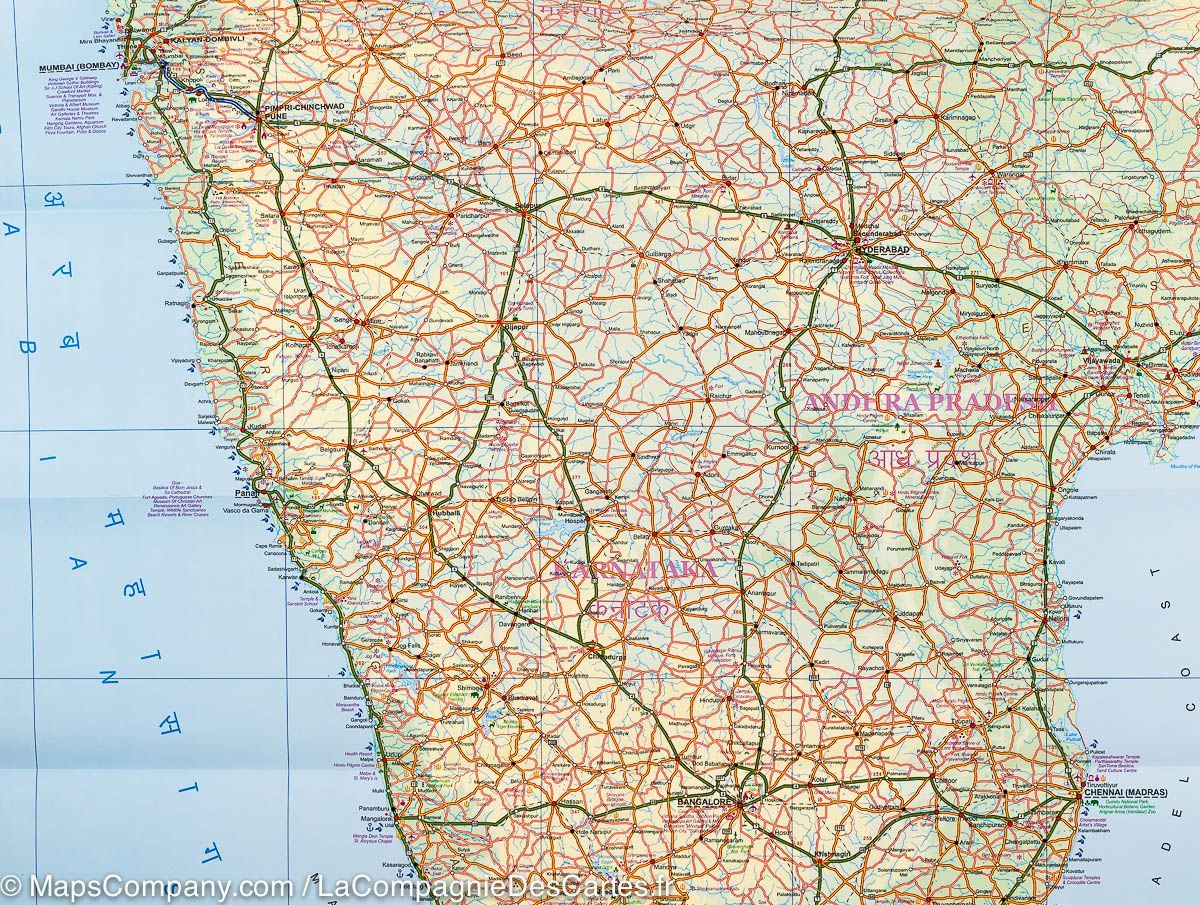 Carte de voyage - Inde | ITM carte routière ITM