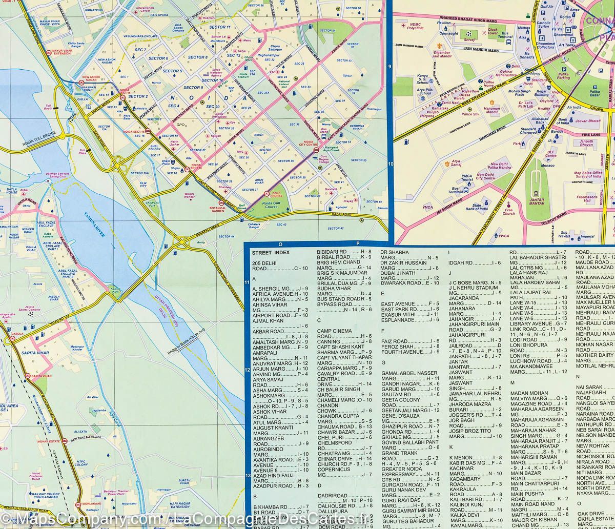 Carte de voyage - Inde Nord & Plan de Delhi | ITM carte routière ITM